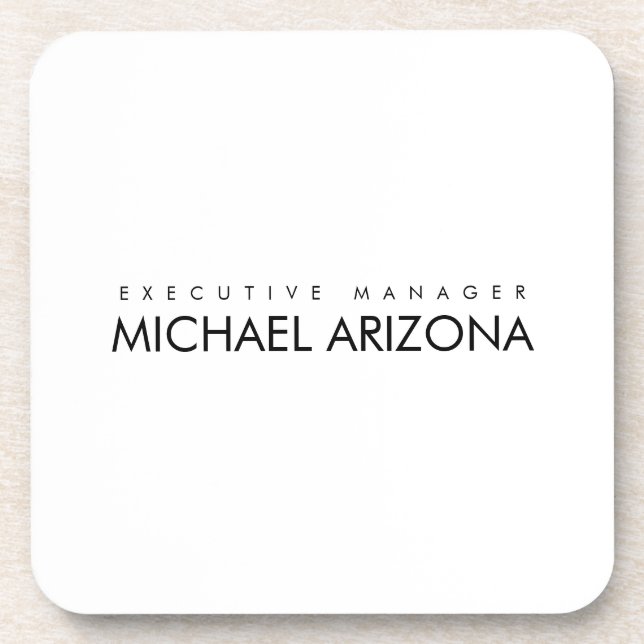 Black & White Minimalist Simple Plain Modern Coaster (Front)