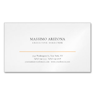 Black White Minimalist Simple Plain Modern Magnetic Business Card