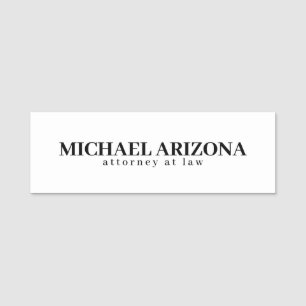 Black & White Minimalist Simple Plain Name Tag