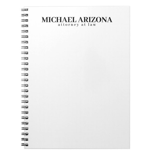 Black & White Minimalist Simple Plain  Notebook (Front)