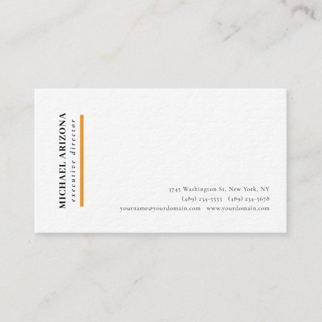 Black White Minimalist Simple Plain Premium Thick Business Card (Front)