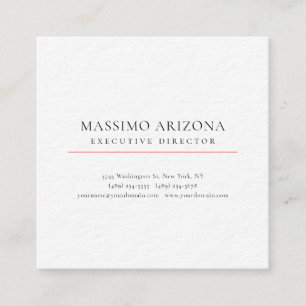 Black White Minimalist Simple Plain Premium Thick Square Business Card
