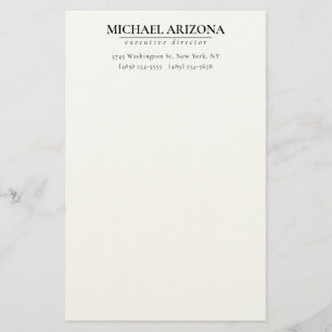 Black & White Minimalist Simple Plain  Stationery
