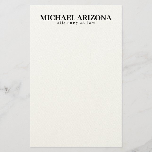 Black & White Minimalist Simple Plain  Stationery (Front)