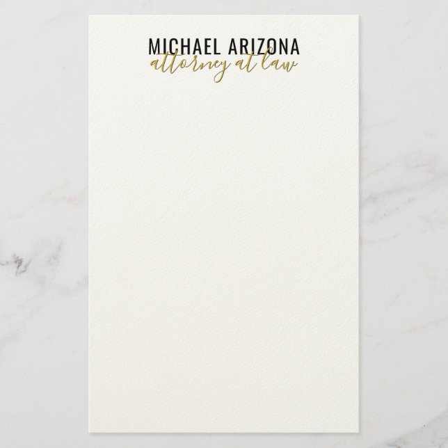 Black & White Minimalist Simple Plain  Stationery (Front)