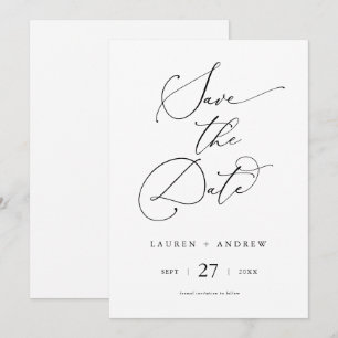 Black & White Minimalist Simple Save the Date Invitation