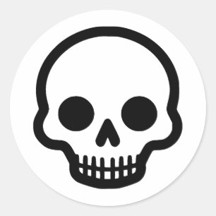 Black & White Minimalist Skull Design Classic Round Sticker