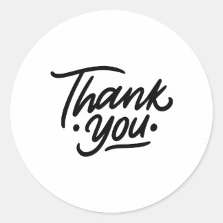 Black & White Minimalist Thank You Sticker