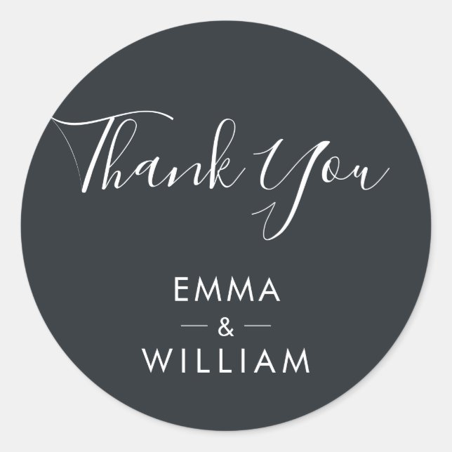 Black & White Minimalist Thank You Sticker (Front)