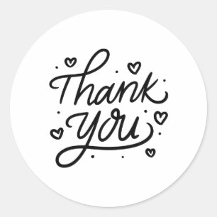 Black & White Minimalist Thank You Sticker