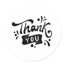 Black & White Minimalist Thank You Sticker