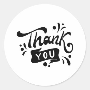 Black & White Minimalist Thank You Sticker