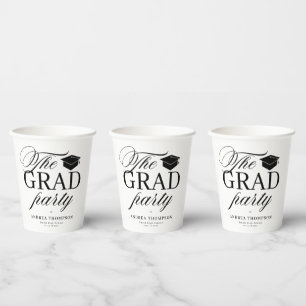 Black White Minimalist The Grad Party Paper Cups