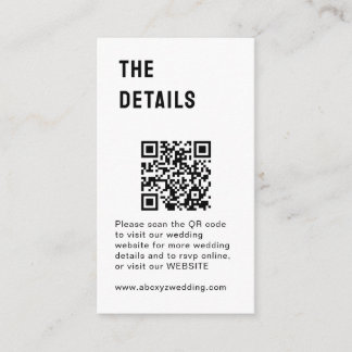 Black White Minimalist Wedding  Enclosure Card