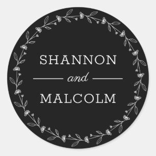 Black White Minimalist Wedding Envelope Seal