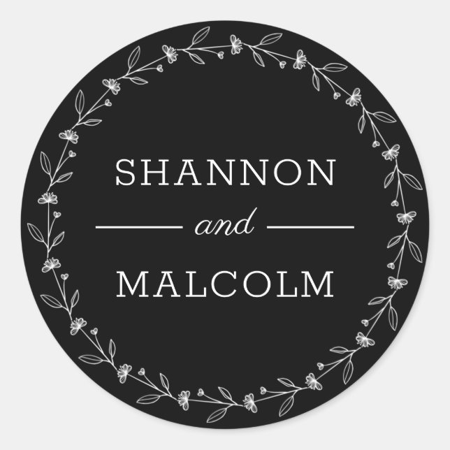 Black White Minimalist Wedding Envelope Seal (Front)