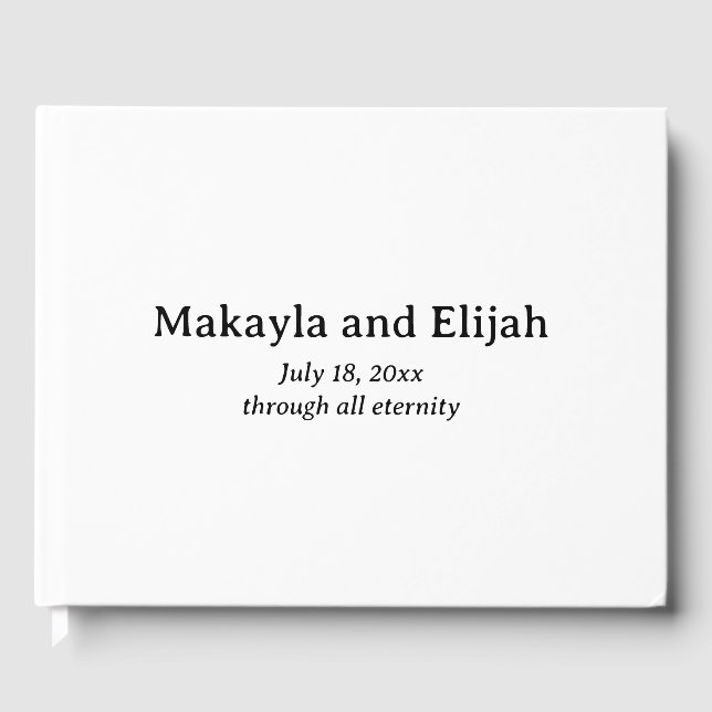 Black & White Minimalist Wedding Guest Book (Front)