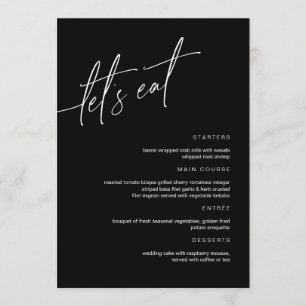 Black & White Minimalist Wedding Menu Card