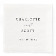 Black & White Minimalist Wedding Napkins
