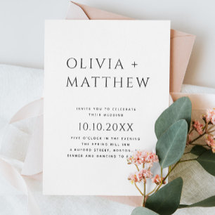 Black & White Minimalist Wedding Photo & QR Code Invitation