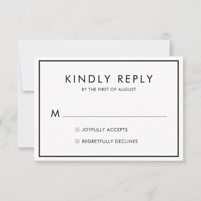 Black & White Minimalist Wedding RSVP Card 01 (Front)