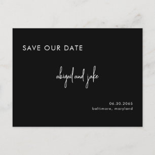 Black & White Minimalist Wedding Save our Date Postcard