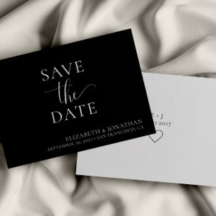 Black White Minimalist Wedding Save The Date Card