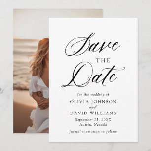 Black & White Minimalist Wedding Save The Date Invitation