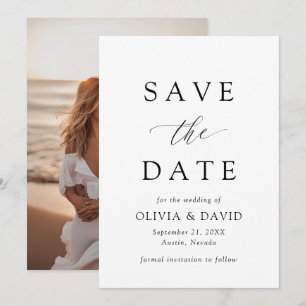 Black & White Minimalist Wedding Save The Date Invitation