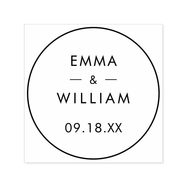 Black & White Minimalist Wedding Self-inking Stamp (Design)