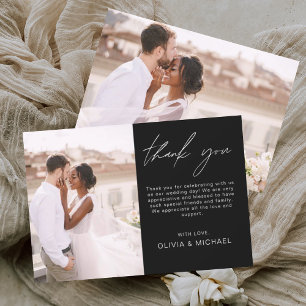 Black White Minimalist Wedding Thank You Photo Card