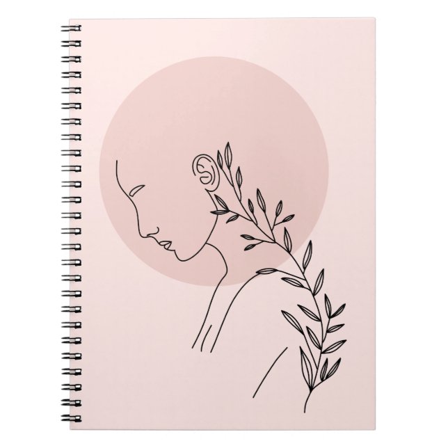 Black & White Minimalist Woman Line Art Poster  Notebook (Front)