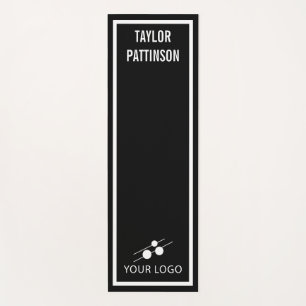 Black White Minimalist Your Name & Logo Yoga Mat