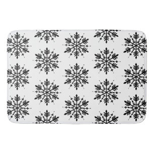 Black & White Minimalistic Graphic Snowflake Bath Mat