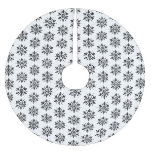Black & White Minimalistic Graphic Snowflake Brushed Polyester Tree Skirt