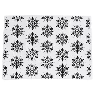 Black & White Minimalistic Graphic Snowflake Large Gift Bag