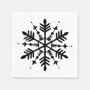 Black & White Minimalistic Graphic Snowflake Napkin