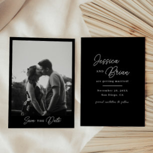Black & White Minimalistic Wedding Photo Save The Date