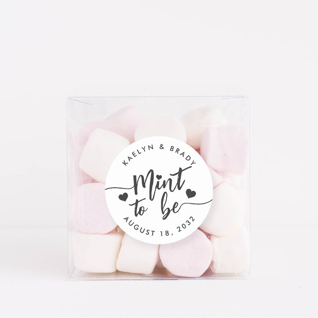 Black & White Mint to Be Wedding Favour Classic Round Sticker (Creator Uploaded)