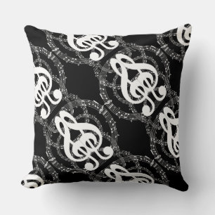 Black & White Mirror Image Music 2 Cushion