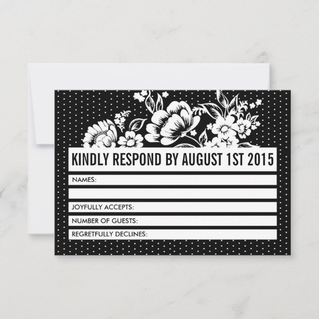Black & White Mod Colour Block RSVP Card (Front)