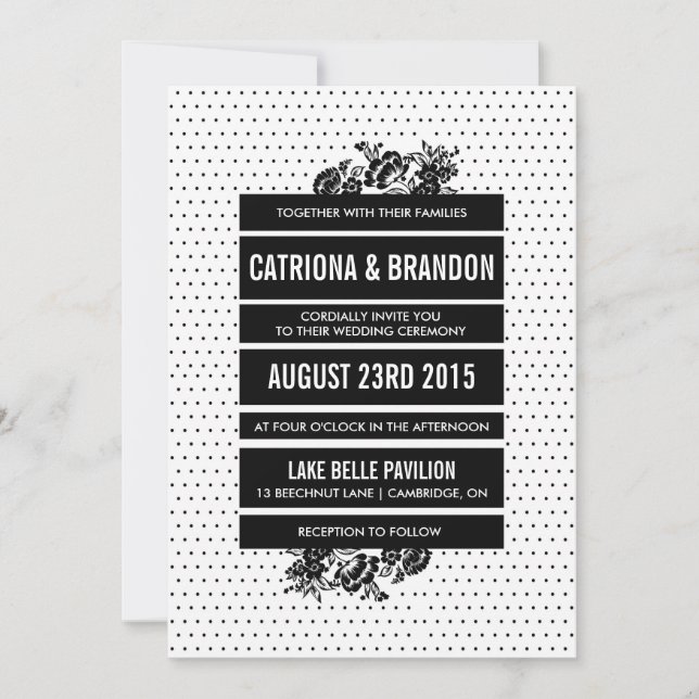 Black & White Mod Colour Block Wedding Invitation (Front)