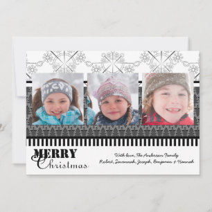 Black & White Modern 3 Photos - Christmas Card