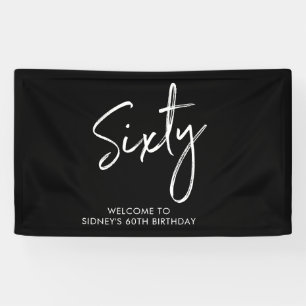 Black & White Modern 60th Birthday Party Banner