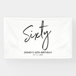 Black & White Modern 60th Birthday Party Banner