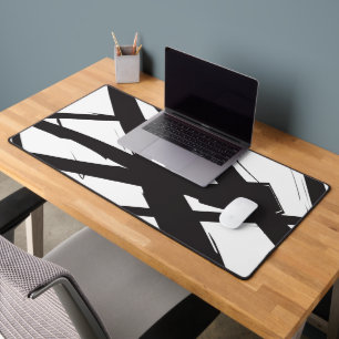 Black & White Modern Abstract Art Line Decorative Desk Mat