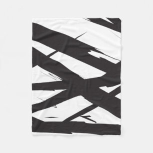 Black & White Modern Abstract Art Line Decorative Fleece Blanket