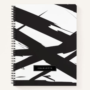 Black & White Modern Abstract Art Line Decorative Notebook
