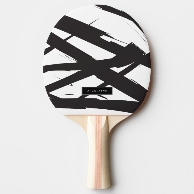 Black & White Modern Abstract Art Line Decorative Ping Pong Paddle (Front)