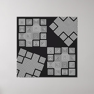 Black White Modern Abstract Illusion Geometric Art Canvas Print